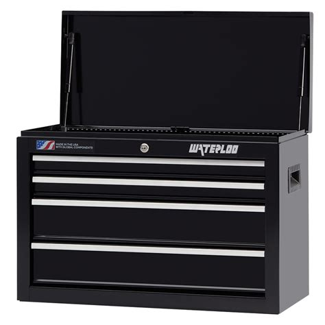 4 drawer waterloo steel tool cabinet|Waterloo Shop Series 26 in. Black 4 Drawer Cabinet.